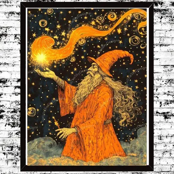 Wizard Moon Star Cosmo Magic Celestial Wall Decor Vivid Color Halloween Decor - Picture 1 of 4